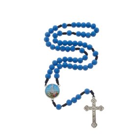 Terço de Nossa Senhora de Fátima com Contas Aveludadas - Azul Claro