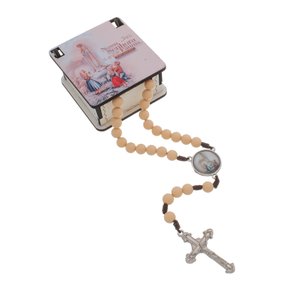 Terço de Nossa Senhora de Fátima com Porta-Terços em MDF - Creme