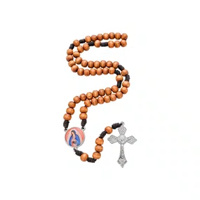 Terço de NS de Guadalupe Madeira Marrom Claro 8mm