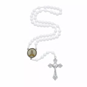 Terço de Nossa Senhora de Nazaré Pérola Branco Leitoso 8mm