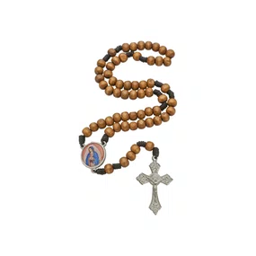 Terço de NS de Guadalupe Madeira Marrom Claro 8mm