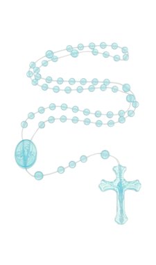 Terço de Nylon Plástico Azul Claro Cristal - 12un