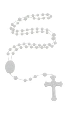 Terço de Nylon Plástico Branco - 12un