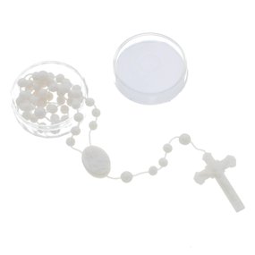 Terço de Nylon com Contas de Plástico e Caixa - Branco