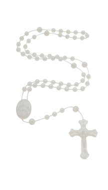 Kit com Terços de Plástico Branco Perolado de N. S. do Silêncio - 12Un