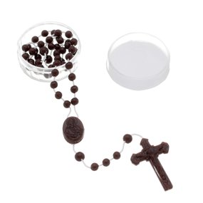 Terço de Nylon Plástico Marrom com Estojo