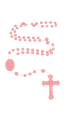 Terço de plástico rosa claro - 12un