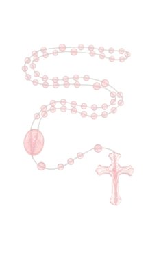 Terço de Nylon Plástico Rosa Claro Cristal - 12un