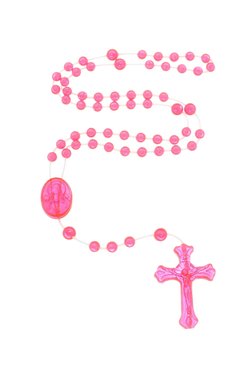 Terço de Plástico Rosa Pink Cristal - 12un