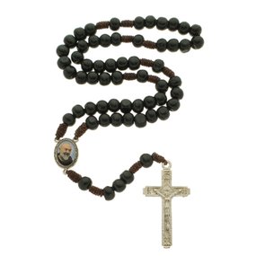 Terço de Padre Pio - Madeira Preto 8mm