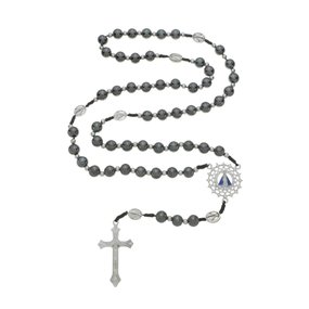 Terço de Pescoço de Nossa Senhora Aparecida em Hematita com Entremeios