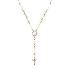 Terço de Pescoço de Nossa Senhora das Graças com Strass - Folheado