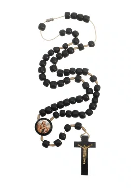 Terço de Pescoço Madeira Pau Brasil Preto São José