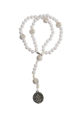 Kit Terço de Pulso da Medalha de São Bento Branco - 3Un