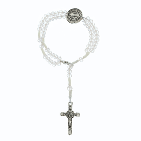 Kit Terço de Pulso com Medalha de São Bento e Conta Cristal Translúcido - 2Un