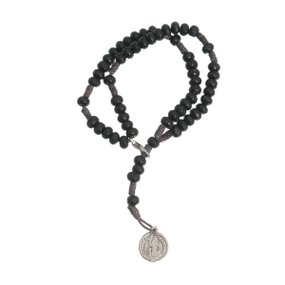 Terço de Pulso com Medalha de São Bento Na Ponta - Preto