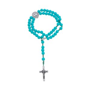Kit Terço de Pulso da Medalha de São Bento Emborrachado Verde Turquesa - 2Un