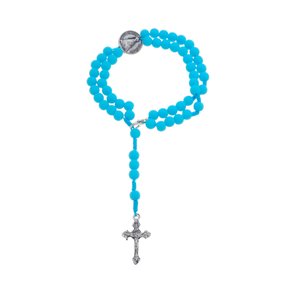 Kit Terço de Pulso de Nossa Senhora Aparecida Emborrachado Azul Claro - 2Un