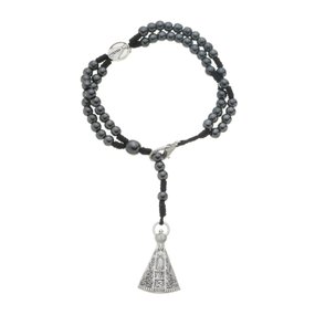 Terço de Pulso de Nossa Senhora Aparecida com Medalha Oval - Hematita