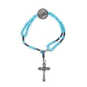 Kit Terço de Pulso de Nossa Senhora Aparecida com Conta Cristal Azul Translúcido - 2Un