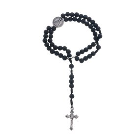 Kit Terço de Pulso de Nossa Senhora Aparecida Preto Emborrachado - 2Un