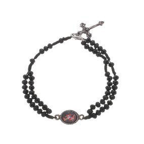 Terço de Pulso de São Miguel Arcanjo com Conta Cristal Preto - 2Un