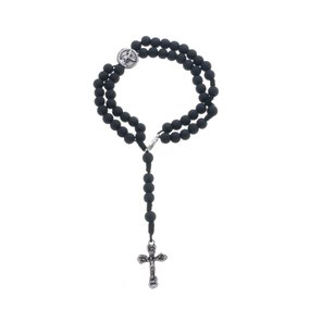 Kit Terço de Pulso de São Miguel Arcanjo Preto Emborrachado - 2Un