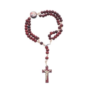 Terço de Pulso Jesus Misericordioso em Madeira Pau Brasil