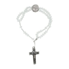 Kit Terço de Pulso da Medalha das Duas Cruzes com Conta Cristal Translúcido - 2Un