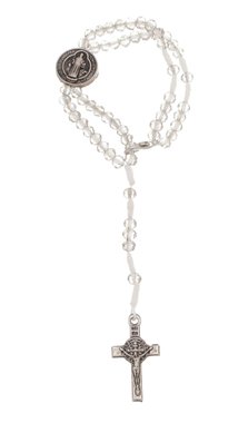 Kit Terço de Pulso com Medalha de São Bento e Contas Cristal Cinza - 2Un