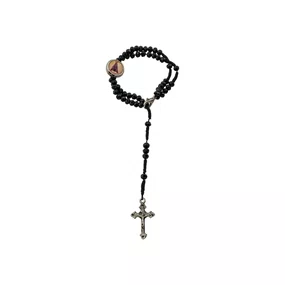 Terço de Pulso Medalha Resinada Nossa Senhora Aparecida Cristal Preto 4mm 2un