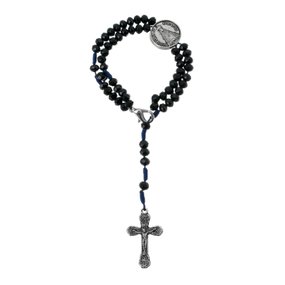 Kit Terço de Pulso de Nossa Senhora Aparecida com Contas Cristal Preto - 2Un