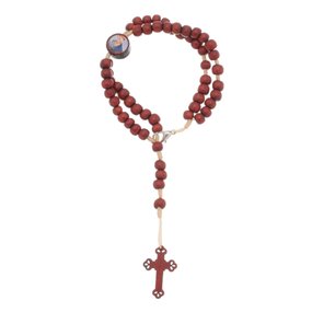 Terço de Pulso Nossa Senhora da Salette em Madeira Pau Brasil