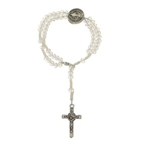 Kit Terço de Pulso com Medalha de São Bento e Conta Cristal em Rosa Translúcido - 2Un