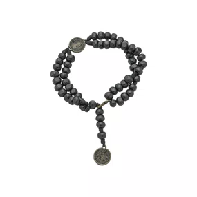 Terço de Pulso São Bento Madeira - Preto