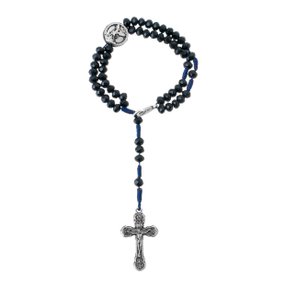 Kit Terço de Pulso da Medalha de São Miguel Arcanjo e Contas Cristal Preto - 2Un