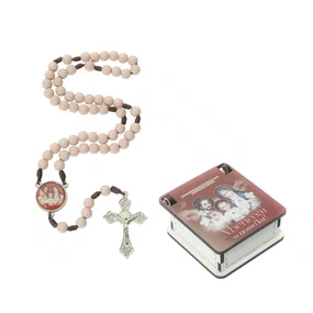 Terço de Sagrada Família com Porta-terços em Mdf - Vermelho