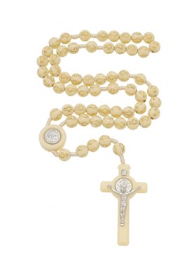 Terço de São Bento com Conta Cruz - Creme 8mm