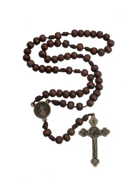 Terço de São Bento Madeira - Marrom Escuro 8mm