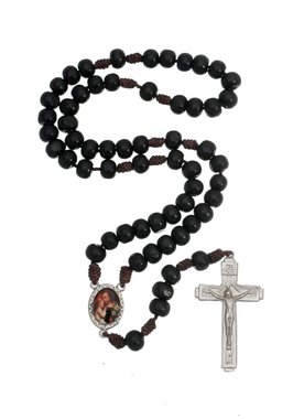 Terço de São José em Madeira - Preto 8mm
