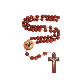 Terço de São Miguel Arcanjo Madeira Pau Brasil - 8mm