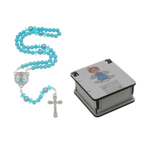 Terço Infantil Anjo da Guarda Azul com Caixa