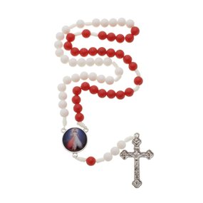 Terço Jesus Misericordioso Vermelho e Branco - 8mm
