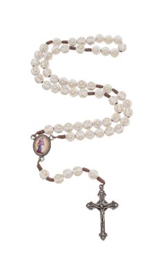 Terço Maria Passa Na Frente com Conta Cruz - Branco