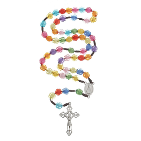 Terço de Nossa Senhora Aparecida com Contas Acrílicas de Rosas - Colorido