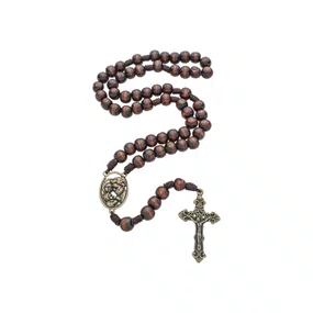 Terço Sagrada Família de Madeira Marrom Escuro 10mm