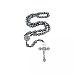 Terço São Bento de Hematita 8mm