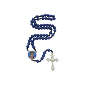 Terço São Carlo Acutis Pérola Azul Marinho 8mm