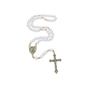 Terço São Miguel de Pérola Abs Branca 8mm