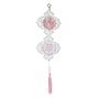 Adorno Duplo do Santo Anjo da Guarda em MDF com Pompom - Rosa - Resinado